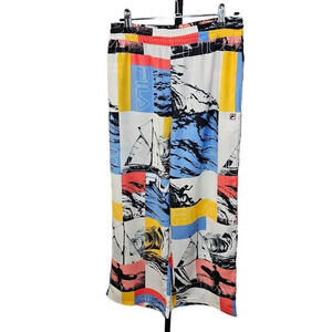Fila Womens  White Line Multicolour Wide Leg Pants Size Small